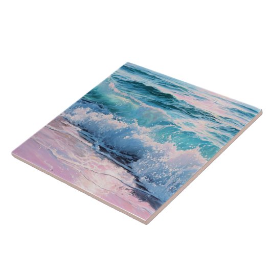 Ocean Waves Crashing on Shoreline Tegeltje (Zijkant)