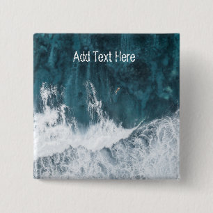 Ocean Waves Crashing Vierkante Button 5,1 Cm