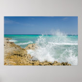 Ocean Waves crasht op Rocks Poster Print (Voorkant)