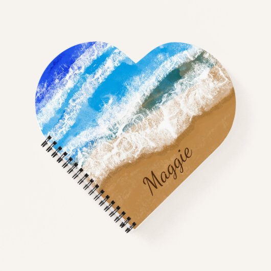 Ocean Waves crasht op Sandy Beach Sketch notebook Notitieboek (Voorkant)