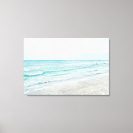 Ocean Waves die Aqua Light Blue Waterverf schilder Canvas Afdruk