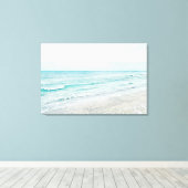 Ocean Waves die Aqua Light Blue Waterverf schilder Canvas Afdruk (Insitu (Houten vloer))