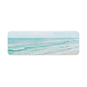 Ocean Waves die Aqua Light Blue Waterverf schilder Etiket