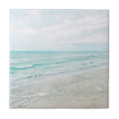Ocean Waves die Aqua Light Blue Waterverf schilder Tegeltje (Voorkant)