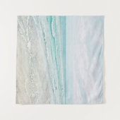 Ocean Waves die Aqua Light Blue Waterverf schilder Wandkleed (Voorkant (horizontaal))