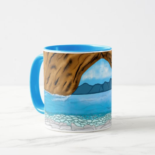 Ocean Waves en Canyon Drawing Peaceful Mok (Voorkant links)