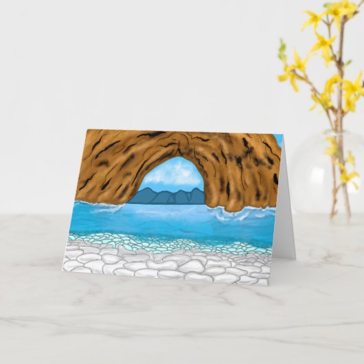 Ocean Waves en Canyon tekenen een vredige dag Kaart (Gele Bloem)