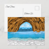 Ocean Waves en Canyon Tekening Vreedzame Dag Kaart (Voorkant / Achterkant)