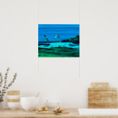 Ocean, Waves en Coastline Digital Art Painting Poster (Keuken)