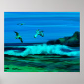 Ocean, Waves en Coastline Digital Art Painting Poster (Voorkant)