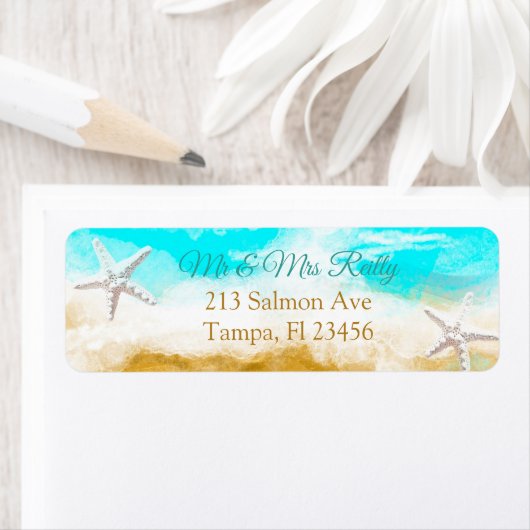 Ocean Waves en Sandy Beach Label (Insitu)