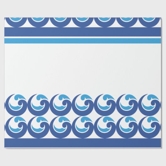 Ocean Waves en Stripes Wrapping Paper Cadeaupapier (Vlak)