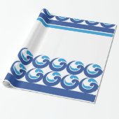 Ocean Waves en Stripes Wrapping Paper Cadeaupapier (Uitgerold)