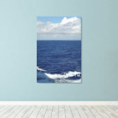 Ocean Waves Fluffy White Clouds Blue Sky Canvas (Insitu (Houten vloer))