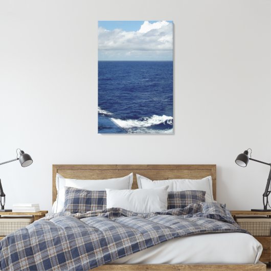 Ocean Waves Fluffy White Clouds Blue Sky Canvas (Insitu (Slaapkamer))