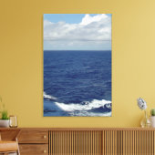 Ocean Waves Fluffy White Clouds Blue Sky Canvas (Insitu (Woonkamer))