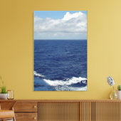 Ocean Waves Fluffy White Clouds Blue Sky Canvas Afdruk (Insitu (Woonkamer))