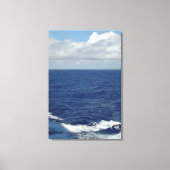 Ocean Waves Fluffy White Clouds Blue Sky Canvas Afdruk (Voorkant)