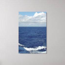 Ocean Waves Fluffy White Clouds Blue Sky Canvas Afdruk