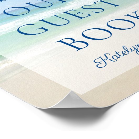 Ocean Waves Foto Beach Weddenschap Book Sign Poster (Hoek)