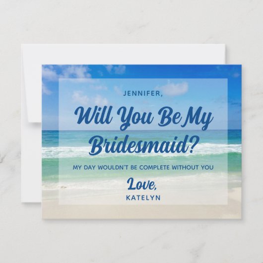 Ocean Waves Foto Beach zal je mijn Bridesmaid zijn Kaart (Voorkant)