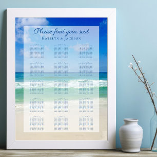 Ocean Waves Foto Blue Beach Wedding Sezing Chart Poster