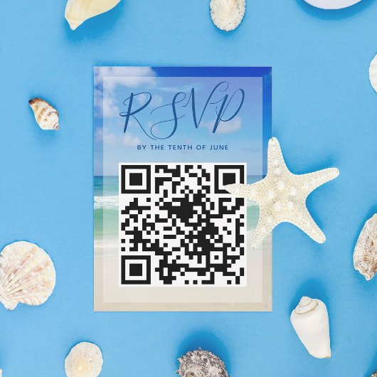 Ocean Waves Foto QR Code Beach Weddenschap RSVP Ca