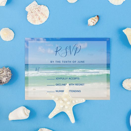 Ocean Waves Foto Tropical Beach Wedding RSVP Card Kaartje