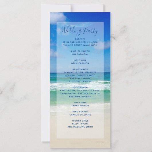 Ocean Waves Fotografie Strand bruiloft programma (Achterkant)