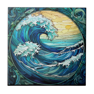 Ocean Waves Glas in lood Keramische Tegel Tegeltje