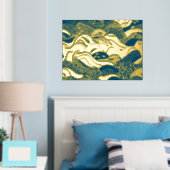 Ocean Waves Gold Foil met een donkere blauwe achte Folie Afdrukken (Insitu (Slaapkamer))