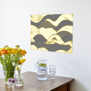 Ocean Waves Gold Foil met een donkergrijze achterg Folie Afdrukken
