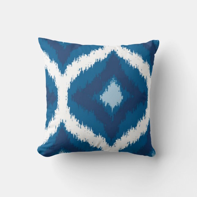 Ocean Waves Ikat Pattern Throw Pillow Kussen (Voorkant)