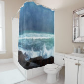 Ocean Waves in Hawaï - Aqua Blauwgroen Blue Navy Douchegordijn (In situ)