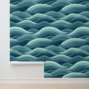 Ocean Waves in Paper Art: een 3D Paper Cut-ontwerp Behang