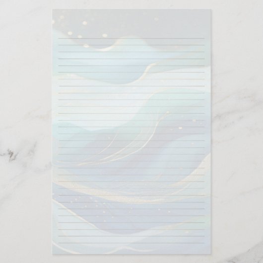 Ocean Waves Lined Monogram Writing Paper Briefpapier (Achterkant)