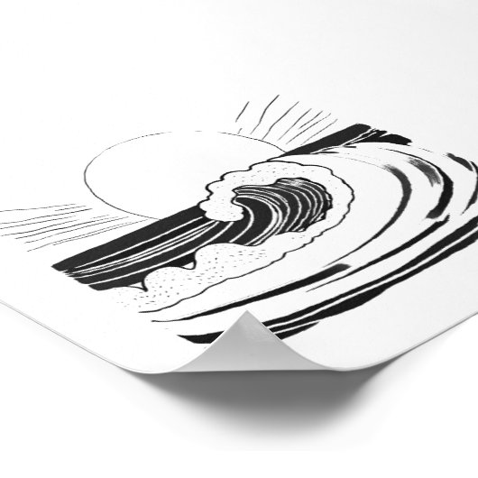 Ocean Waves Minimalist Zwart-wit Poster (Hoek)