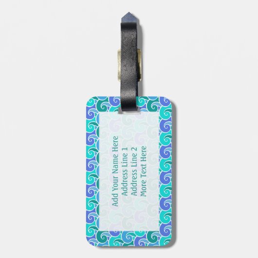 Ocean Waves Nautical Beach Starfish Monogram blauw Bagagelabel (Achterkant verticaal)