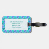 Ocean Waves Nautical Beach Starfish Monogram blauw Bagagelabel (Achterkant horizontaal)