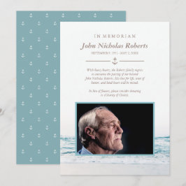 Ocean Waves Nautical in Memoriam Photo Kaart