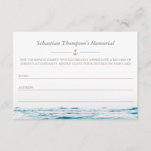 Ocean Waves Nautical Memorial Attendance Kaart (Voorkant)