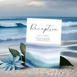 Ocean Waves Nautisch Monogram Huwelijksreceptie Informatiekaartje