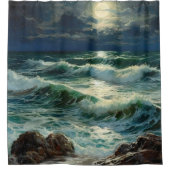 Ocean Waves Night Zee Douchegordijn (Voorkant)