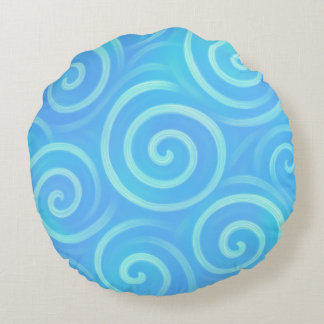Ocean Waves of Pastel Dreams – Pastel Throw Pillow Rond Kussen