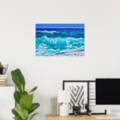 Ocean Waves Oil Painting Poster (Thuiskantoor)