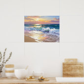Ocean Waves on the Beach in the Sunshine Art Poster (Keuken)