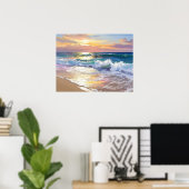 Ocean Waves on the Beach in the Sunshine Art Poster (Thuiskantoor)