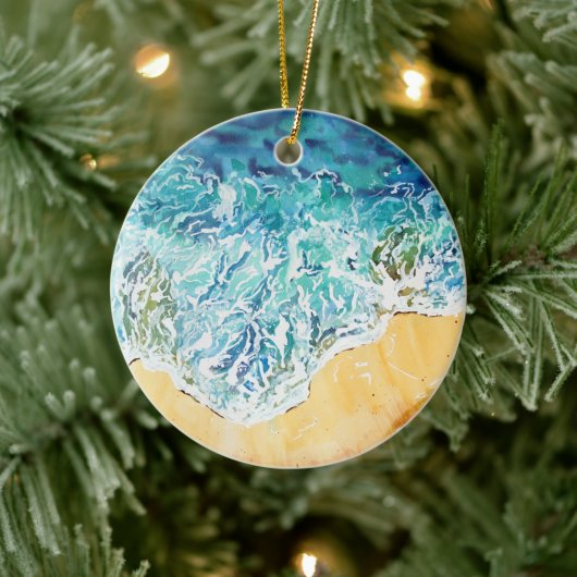 Ocean Waves op Beach Keramisch Ornament (Boom)