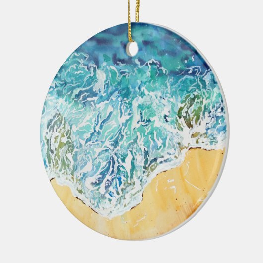 Ocean Waves op Beach Keramisch Ornament (Links)