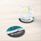 Ocean Waves op Black Sand Beach Ronde Kartonnen Onderzetter (Insitu)